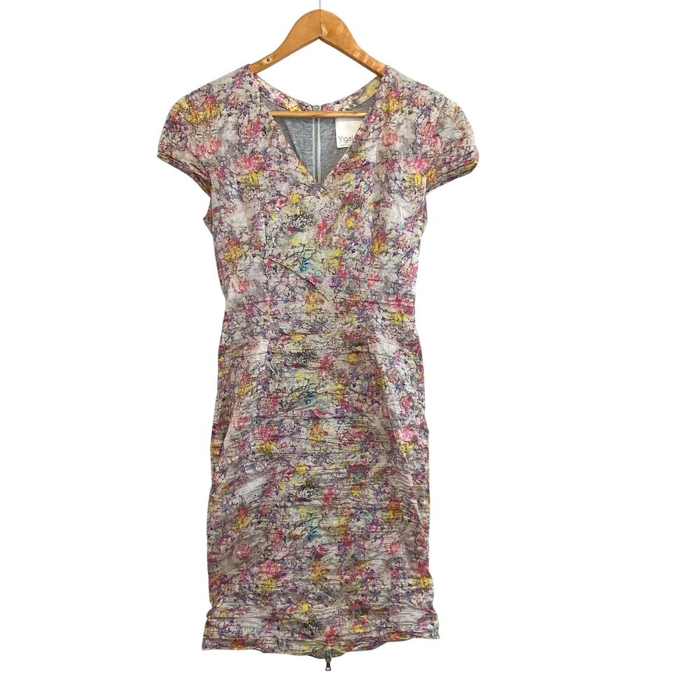 Yigal Azrouel Multicolor Abstract Short Sleeve Mini Dress Size 2